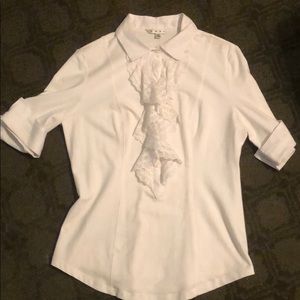 Cabi white blouse with with lace style # 351